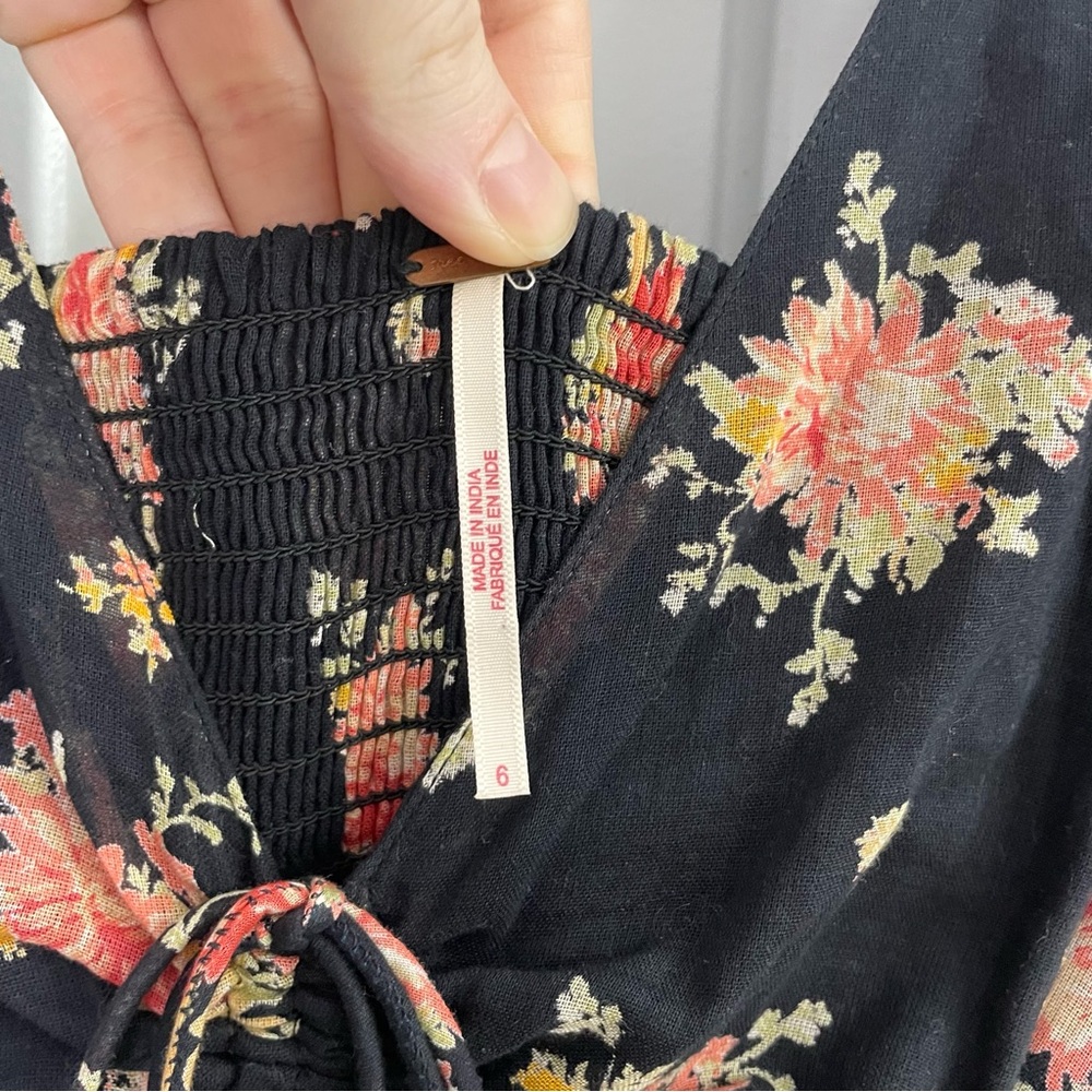 Free People Sea Glass Floral Cottagecore Prairie Bohemian Floral Midi Dress - Picture 4 of 13